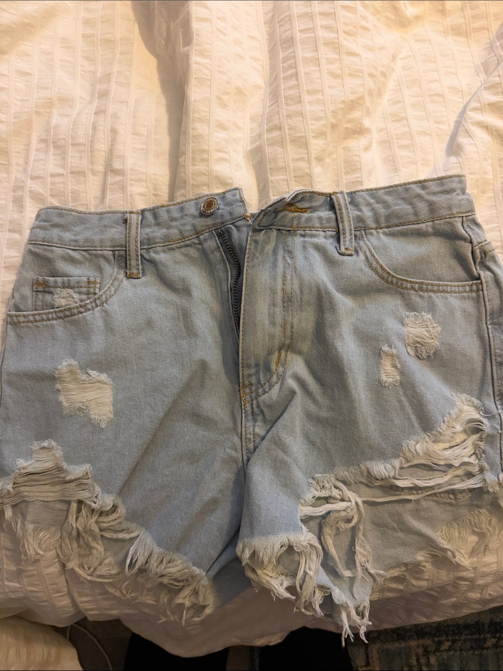 Light Blue Distressed Denim Women’s Shorts